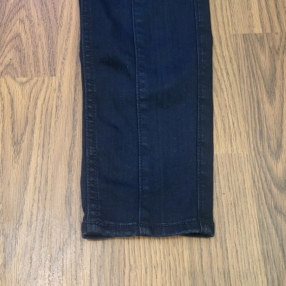 7 For All Mankind Women’s Size 25 Dark Jeans with Faux Leather Straps USA A1 - Picture 3 of 13